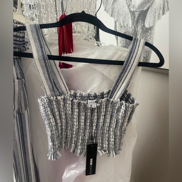 2 piece linen summer striped pant set - Picture 2 of 5